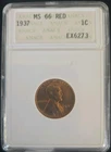 1937 Lincoln Cent ANACS MS66 RD Red   Old Soapbox Holder Very Nice