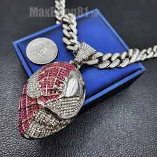 HIP HOP VENOM CARTOON PENDANT & 20" ICED CZ SILVER PLATED CUBAN CHAIN NECKLACE