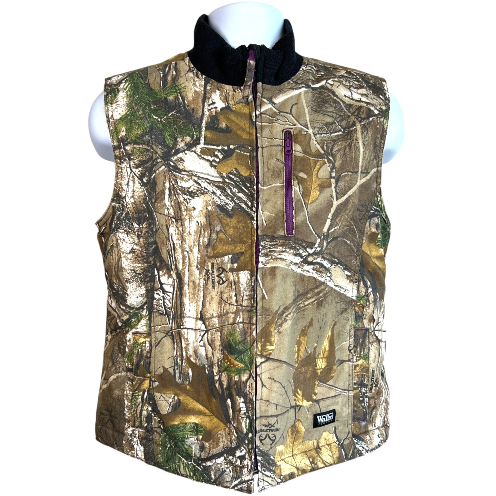 Walls Womens Realtree Camo Canvas Sherpa Lined Utility Vest Size M Hunting