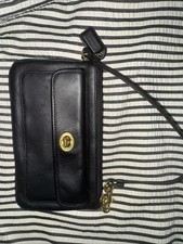 COACH Vintage Black Front Flap Turn Lock pocket Clutch Wristlet
