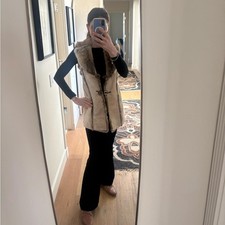 RARE 70s/80s Vintage One-of-a-Kind Shearling Faux Fur Long Vest Leopard Lining
