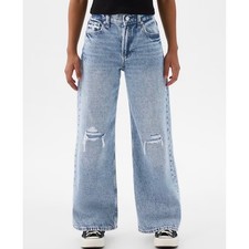 Gap Kids Girls High Rise Wide Leg Distressed Jeans Light Wash Blue