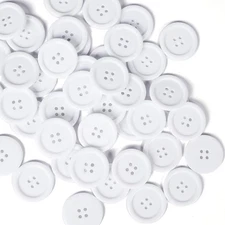 Plastic Resin Circle Big Button 4 Holes DIY Craft Sewing White 30mm 1 1/4 Inch