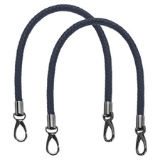 2Pcs 55cm 21.7" Braided Purse Strap PU Leather Dark Blue Black Buckle 