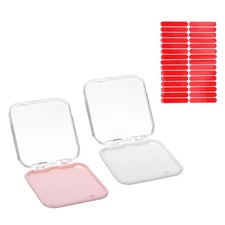 2 Pcs Press on Nail Storage Box with 30 Pcs Adhesive Tape, Clear/Pink