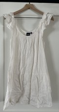 Gap Women’s White Ruffle Sleeve Mini Dress Size Medium 100% Cotton