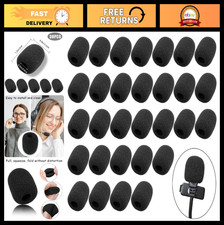30 Pack Mini Lapel Mic Foam Covers - Microphone Windscreen, Black, Noise Reducti