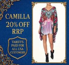 CAMILLA Rainbow Eyes Short Kaftan With Cuff One Size RRP $599
