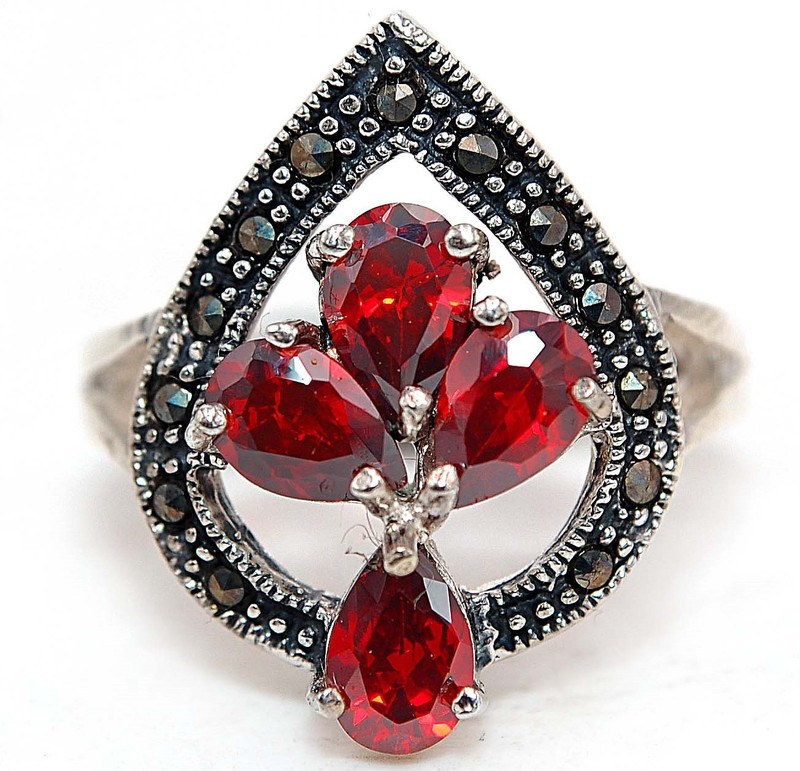 1CT Fire Garnet 925 Solid Genuine Sterling Silver Ring Jewelry Sz 6 NF1-8