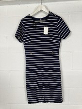 Banana Republic Dress Women 8 Blue Striped Short Sleeve Navy N84