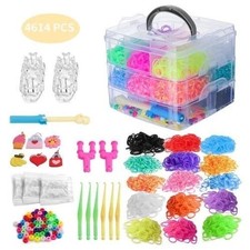 4614pcs Rubber Bands Kit DIY Art Craft Loom Bracelet Kit with 3 Layer Container