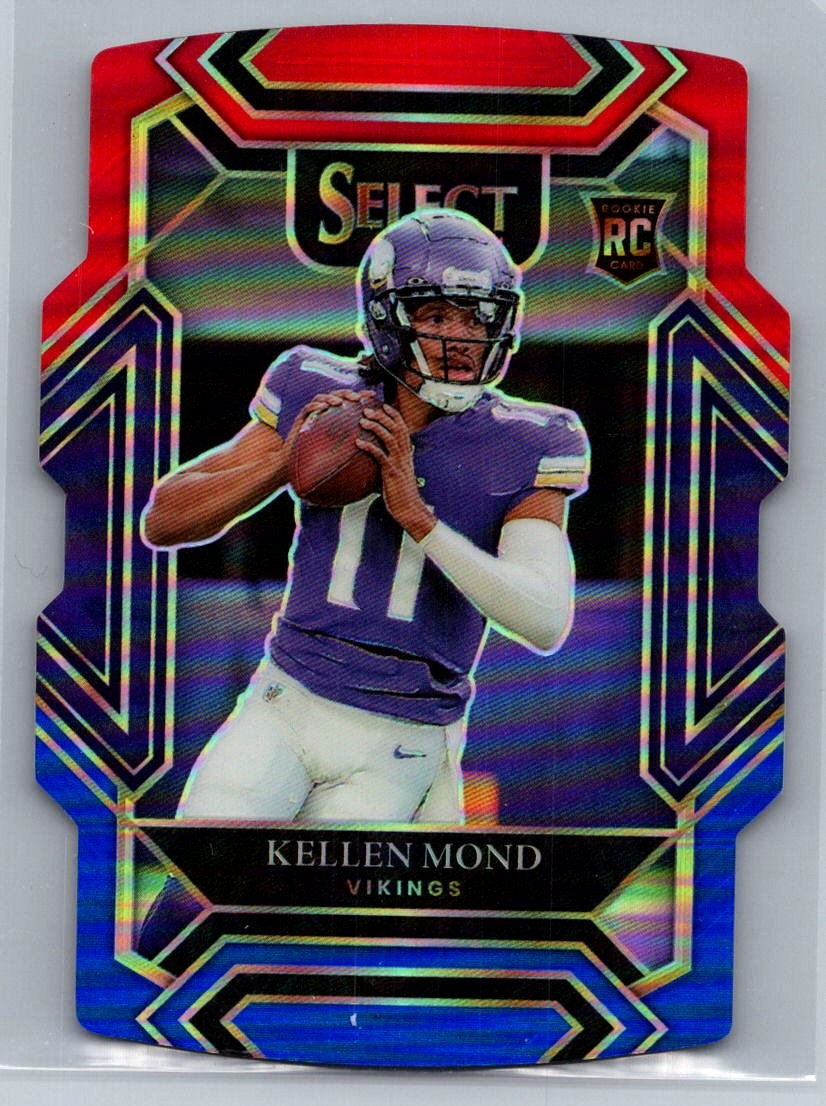 Kellen Mond 264 2021 Select RC Red & Blue Prizm Die Cut Rookie Vikings Card