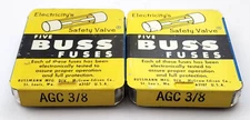 Lot of 10 Bussmann AGC3/8 250 Volt 3/8th Amp Fast Acting Glass Fuses 1/4 x 1-1/4
