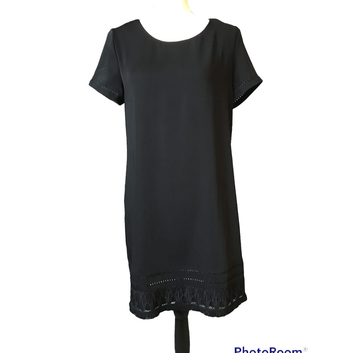 knee length dresses for ladies Cynthia Rowley Dress Krystal Black Lace-Trim Fruit Print Twill Size 8   Celebrity Owned