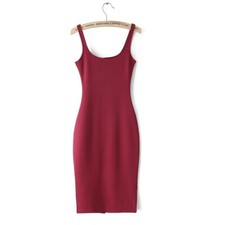 Women Juniors Maroon Sleeveless Square Neck Sheath Bodycon Dress Small