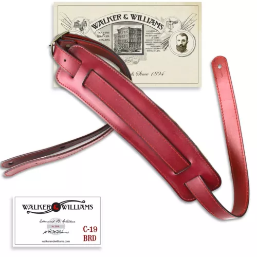 Walker & Williams C-19-BRD Bourbon Red Premium Strap w/Deluxe Suede Padded Back