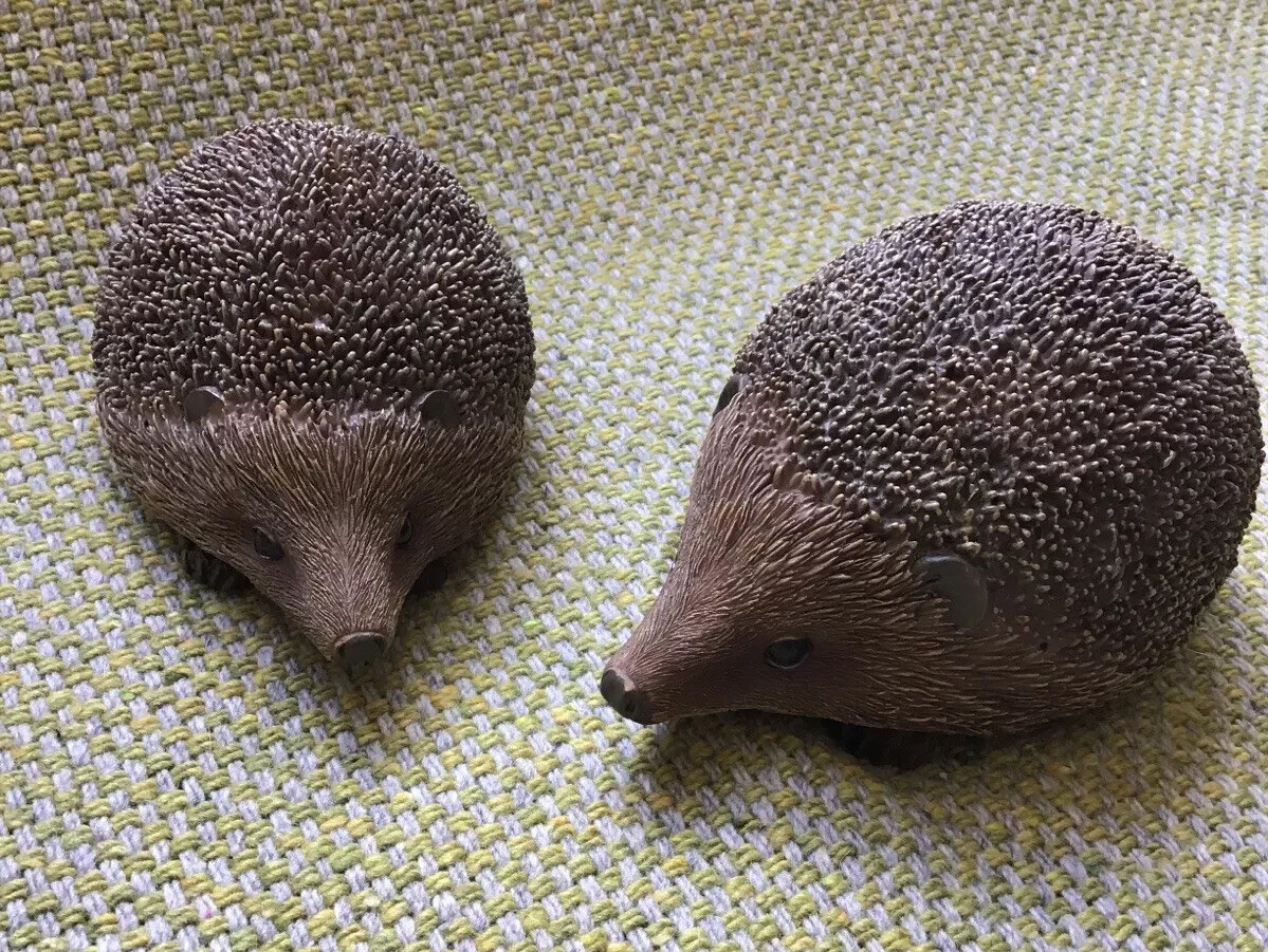Pair Of Resin Garden Hedgehogs Ornaments Outdoor Or Indoor Use eBay