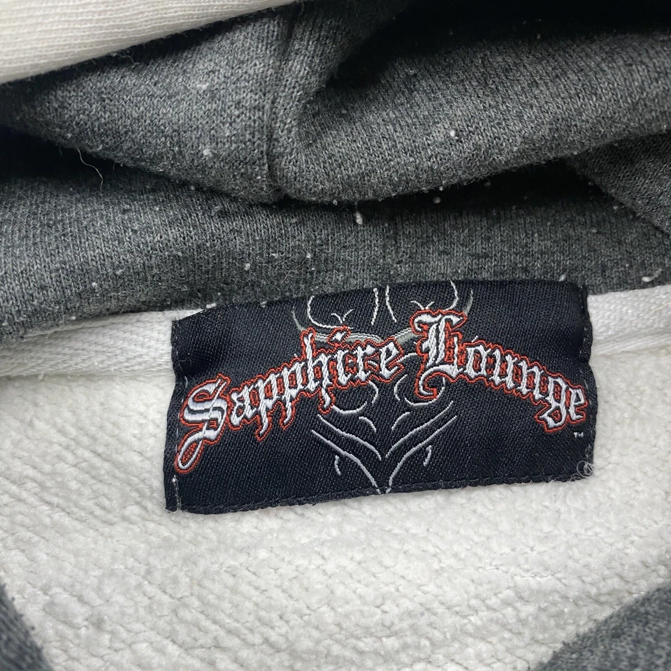 Sudadera con capucha vintage de zafiro salón para hombre L blanca Y2K tribal de alambre de púas Foto 4 de 4