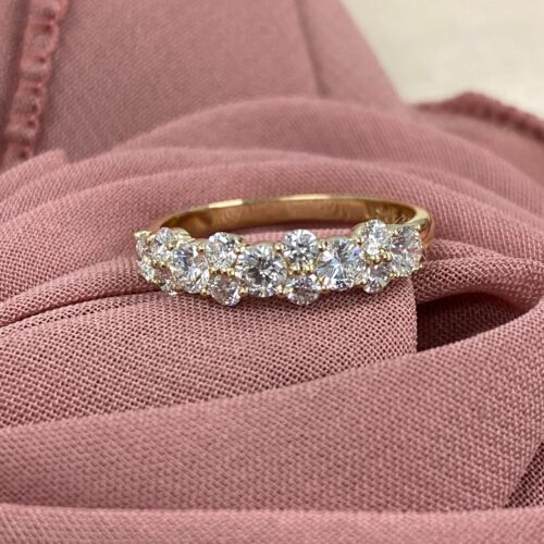 Bracelet de mariage diamant taille ronde cultivé en laboratoire design alternatif or 14 carats 1 carat - Photo 20 sur 22