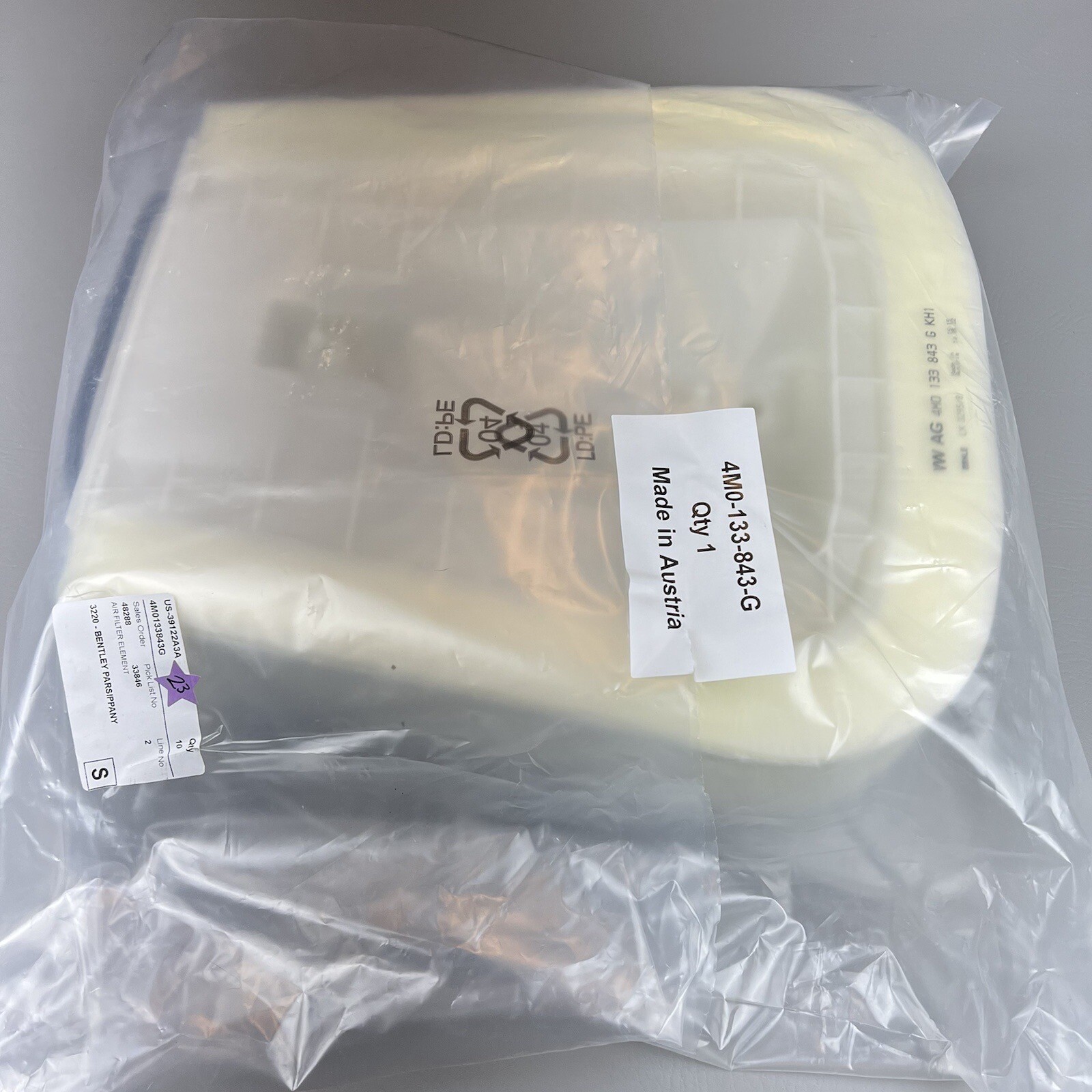 4M0133843G Bentley Bentayga 2017-2020 Engine Air Filter Element Genuine OEM
