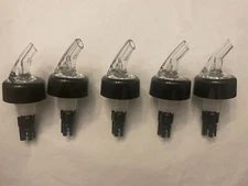 (Pack of 6) Measured Liquor Pourers, 0.625 oz, Clear Spout w/ Black Tail Pourer