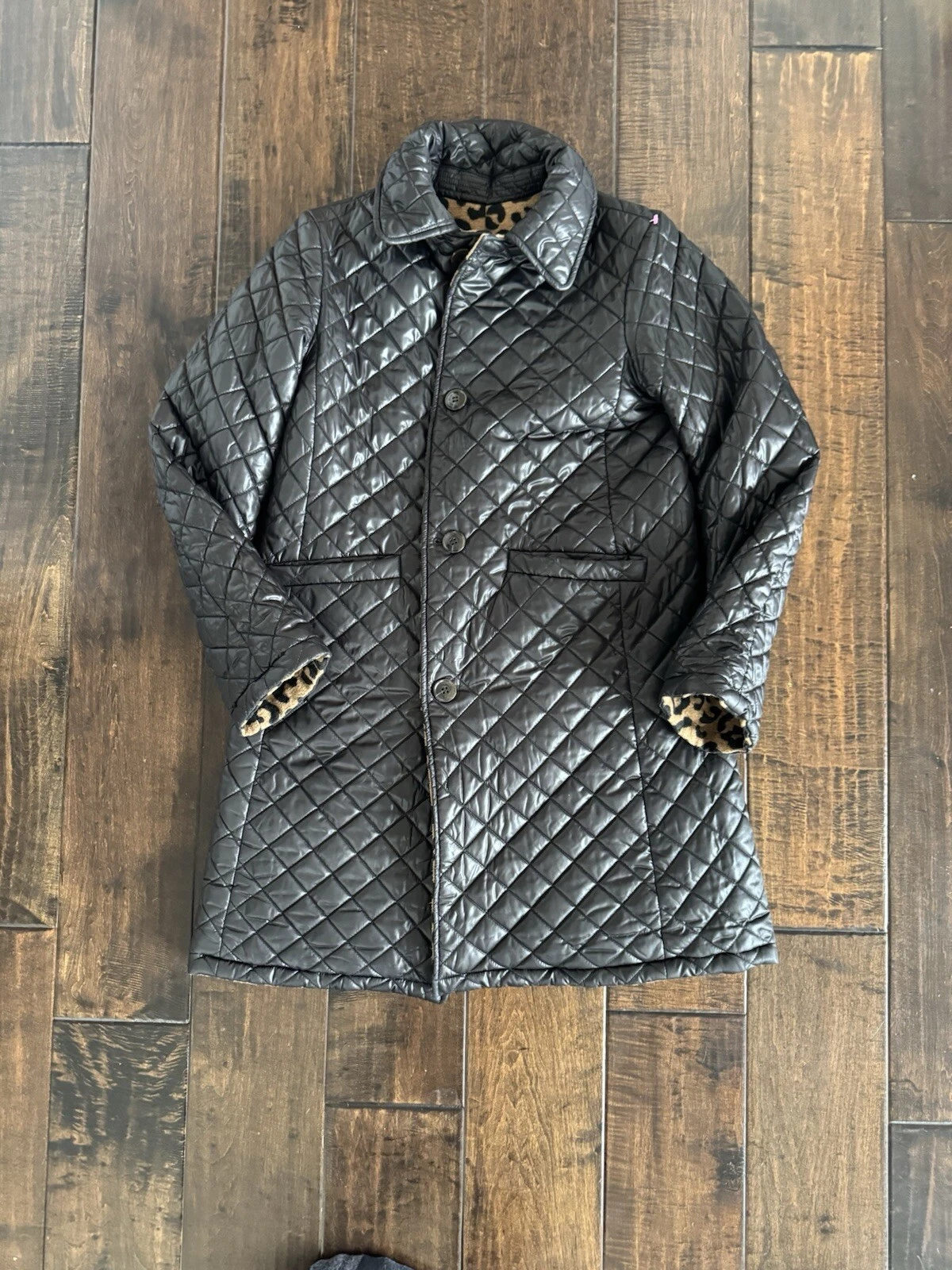 Cappotto donna Kate Spade New York nero trapuntato reversibile colletto Peter Pan piccolo