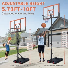 Portable Basketball Hoop Adjustable 5.7-10FT Height Backboard Outdoor Sport Game