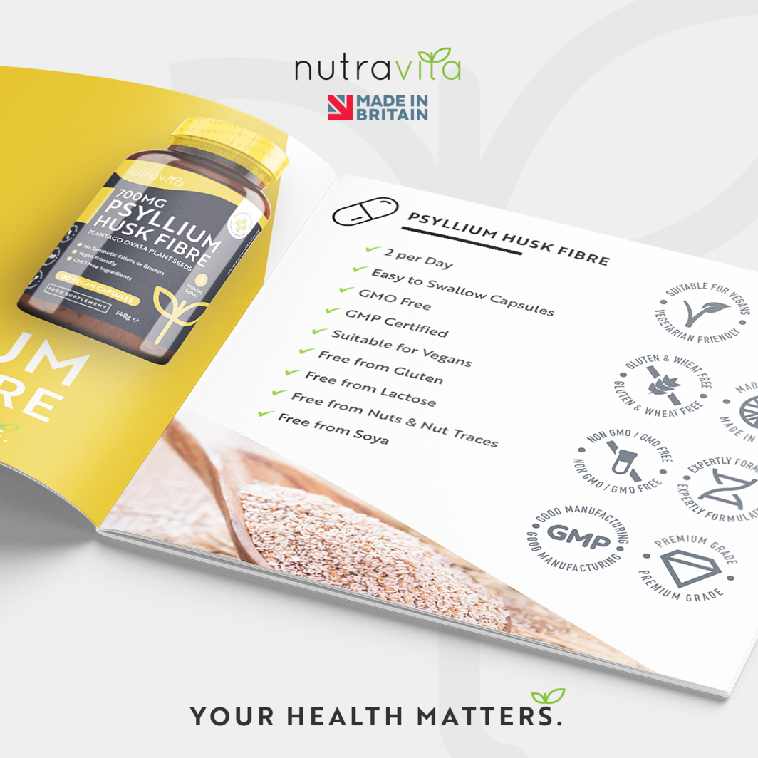 Nutravita Psyllium Blond 700mg - 180 Capsules, Pour Le Transit, Date De Péremption 10/2026 - Neuf