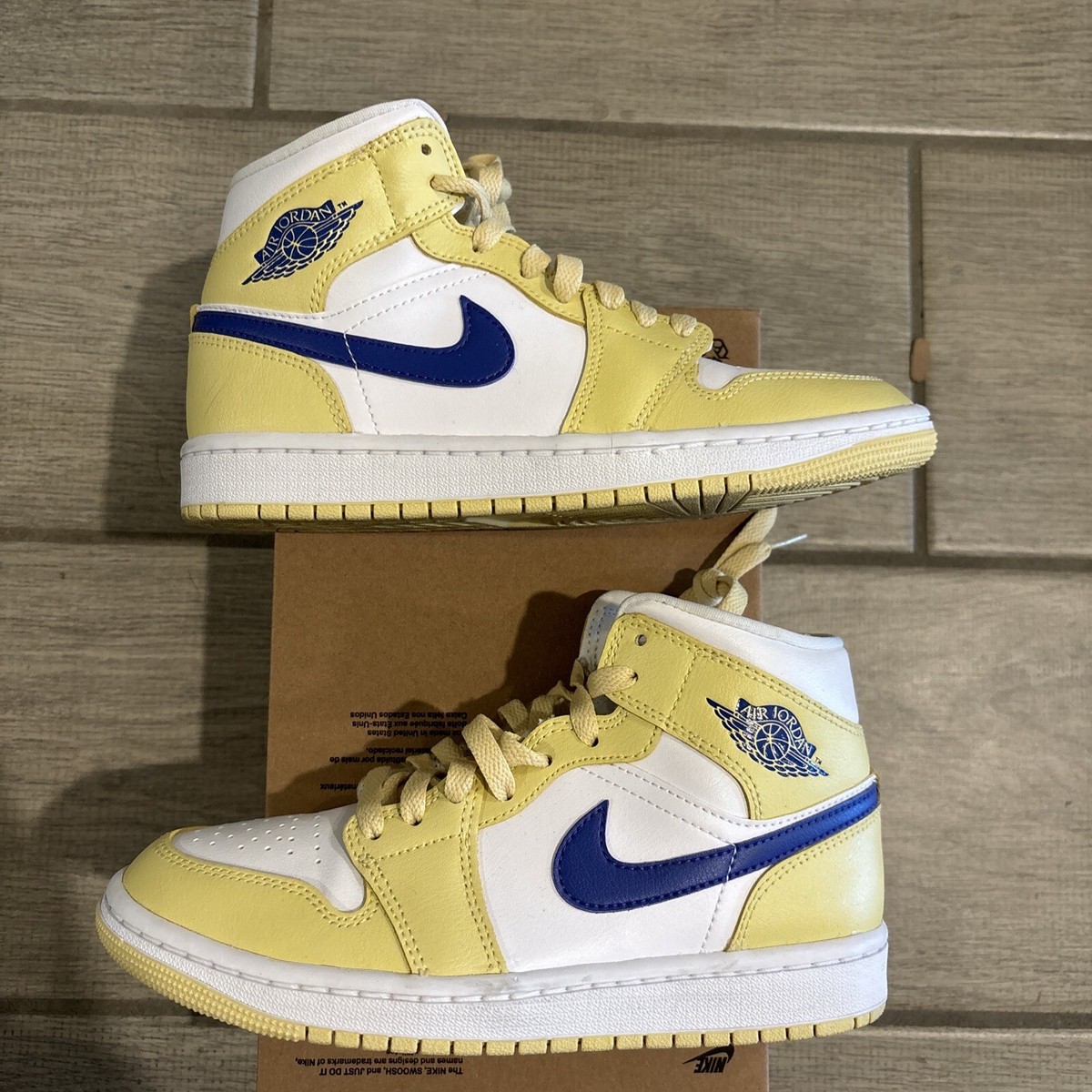 Nike Women's Air Jordan 1 Mid Lemon Wash Yellow White BQ6472 Nike Women's Air Jordan 1 Mid Lemon Wash Yellow White BQ6472