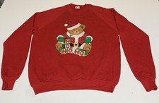 Vintage Jerzees Christmas Bear HO HO HO Crewneck Sweatshirt Size XL/L