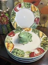 Lynn's Fine China 6- Chop Dinner Plates, Measures 12 “ Vegetable Medley Design