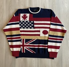 Vintage Structure Word Flags Heavyweight Knight Sweater Made In USA Sz XL