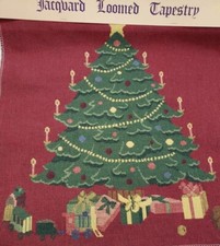 Jacqbard Loomed Tapestry for Wall Hanging, Pillow 18" Christmas Tree Made In USA