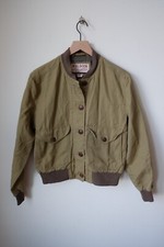 Rare Womens Filson Bomber Jacket Usa Made Coat Medium Army Green Cotton Blend