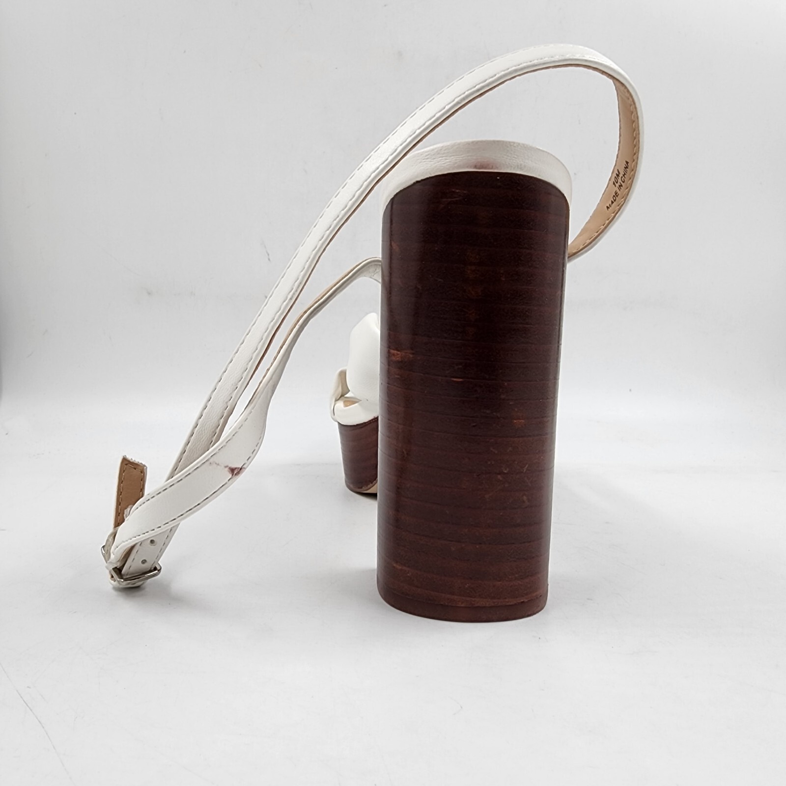 AQUA Lory Platform High Heel Sandals Women's 10M White Ankle Buckle