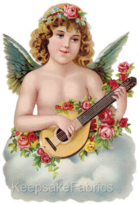 Angel Roses Mandolin Cotton Crazy Quilt Block Multi Sizes