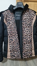 Threadbare Ski Belted Coat With Faux Fur Hood In Leopard Print