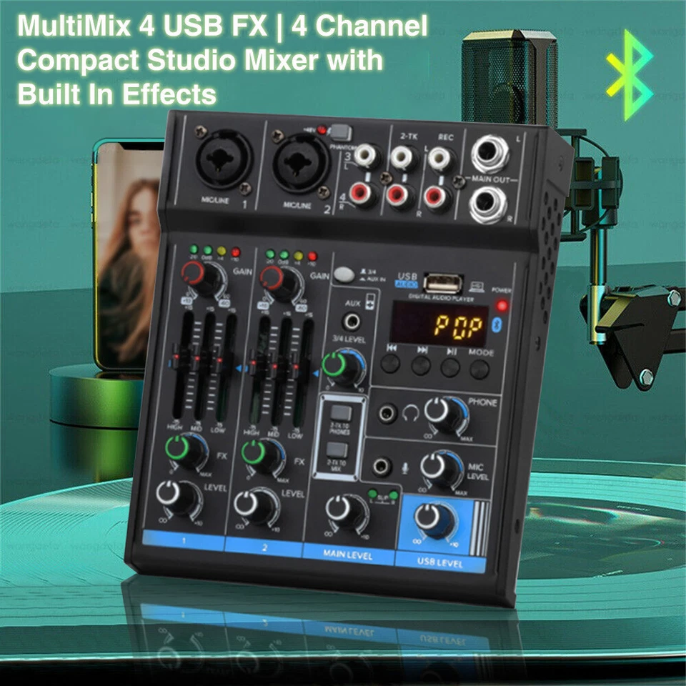 Biner 4 Channel Mixer U8 MultiMix FX Compact Studio USB Audio Interface - Image 3 of 4