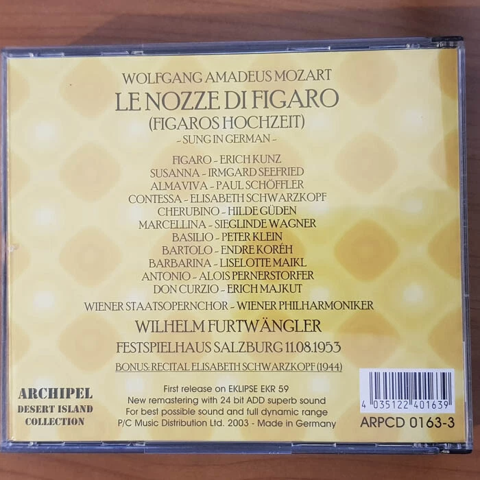 WILHELM FURTWÄNGLER Mozart Le Nozze Di Figaro 1953 EX/EX(3CD) - Bild 4 von 4