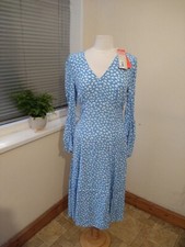 Finery molly dress size 10 vintage bluebell turquoise/ ivory rrp £49 Sale