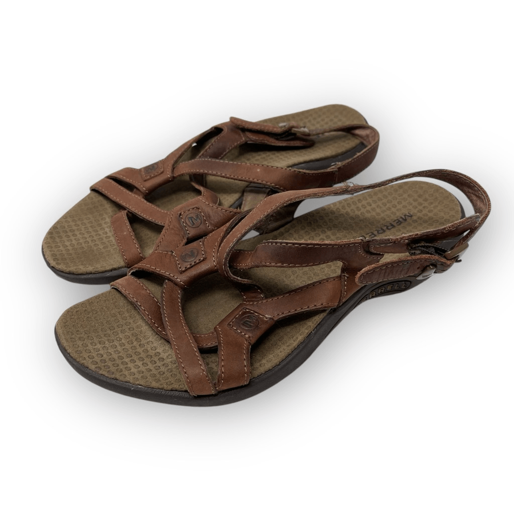 Merrell Scarpe Sandali Donna Pelle Agave Marrone Sling Back con Cinturino Taglia 6