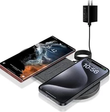 20W Dual Fast Wireless Charger Pad For Iphone Samsung Airpods With Adapter