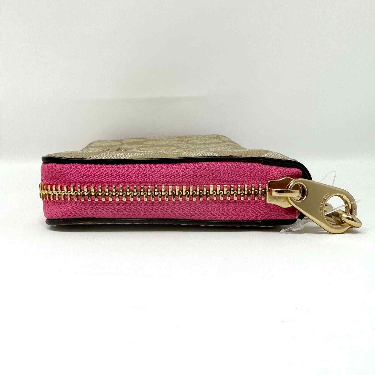 Coach Long Zip Around Wallet in Signature Canvas Light Khaki