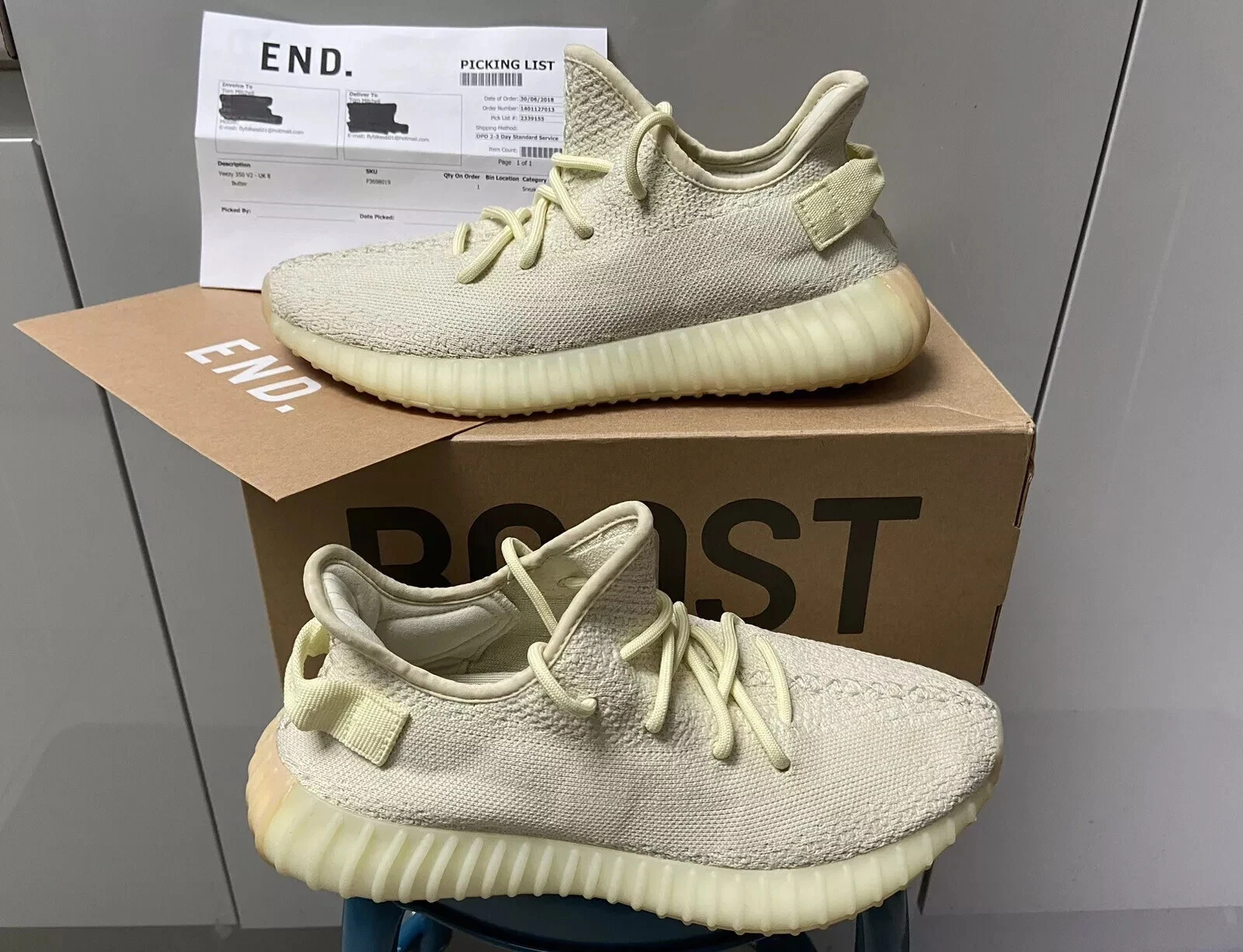 Adidas YEEZY Boost 350 V2 ""Burro"" crema giallo taglia UK 8 US 8 5 100% originale