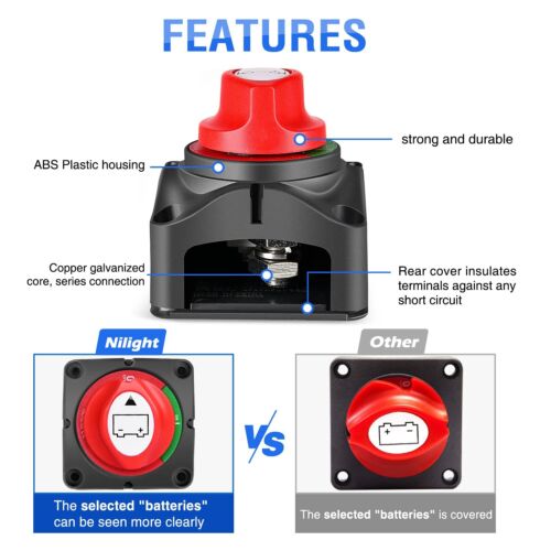 Battery Switch Isolator Cut Off Kill for Knob Marine Boat Camper Truck 12V 600 A - Picture 14 of 17