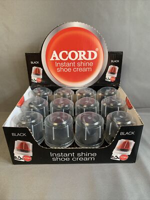 12 ACORD Schuhcreme 50ml Black Schwarz Politur Emulsionscreme Dose Restposten