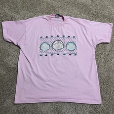 VTG 90s Single Stitch Seashells Beach Adult XXL T-Shirt USA Made FOTL Flaws