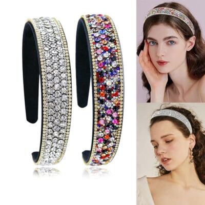 Pieces Fashion Rhinestone Headbands Gorgeous Hair Accessories Silver,  rainbow