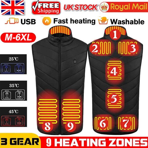 Men Women Electric Vest Heated Cloth Jacket USB Warm Up Heating Pad