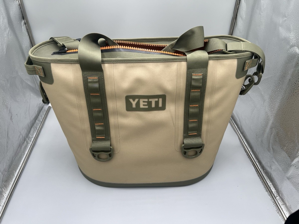 tan yeti cooler bag Yeti Hopper 30 Field Tan/Olive Green & Blaze Orange Interior RARE HTF